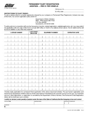 Permanent Fleet Registration .